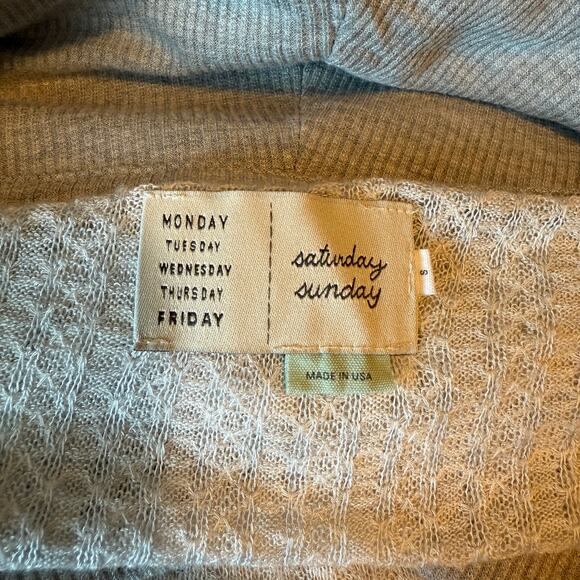 Anthropologie Saturday Sunday Waffle Cowlneck Pullover Top Small - Picture 7 of 8